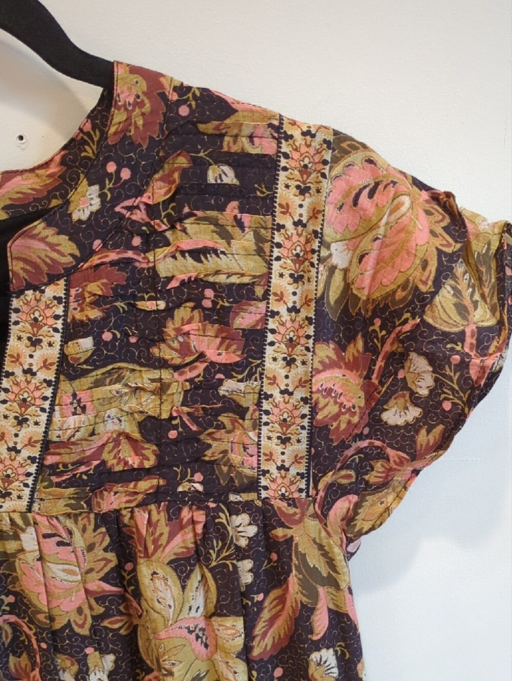 Western Boho Whimsy Cottage Sundance Brown Pink Floral Maxi Dress Size Large EUC - Picture 4 of 9